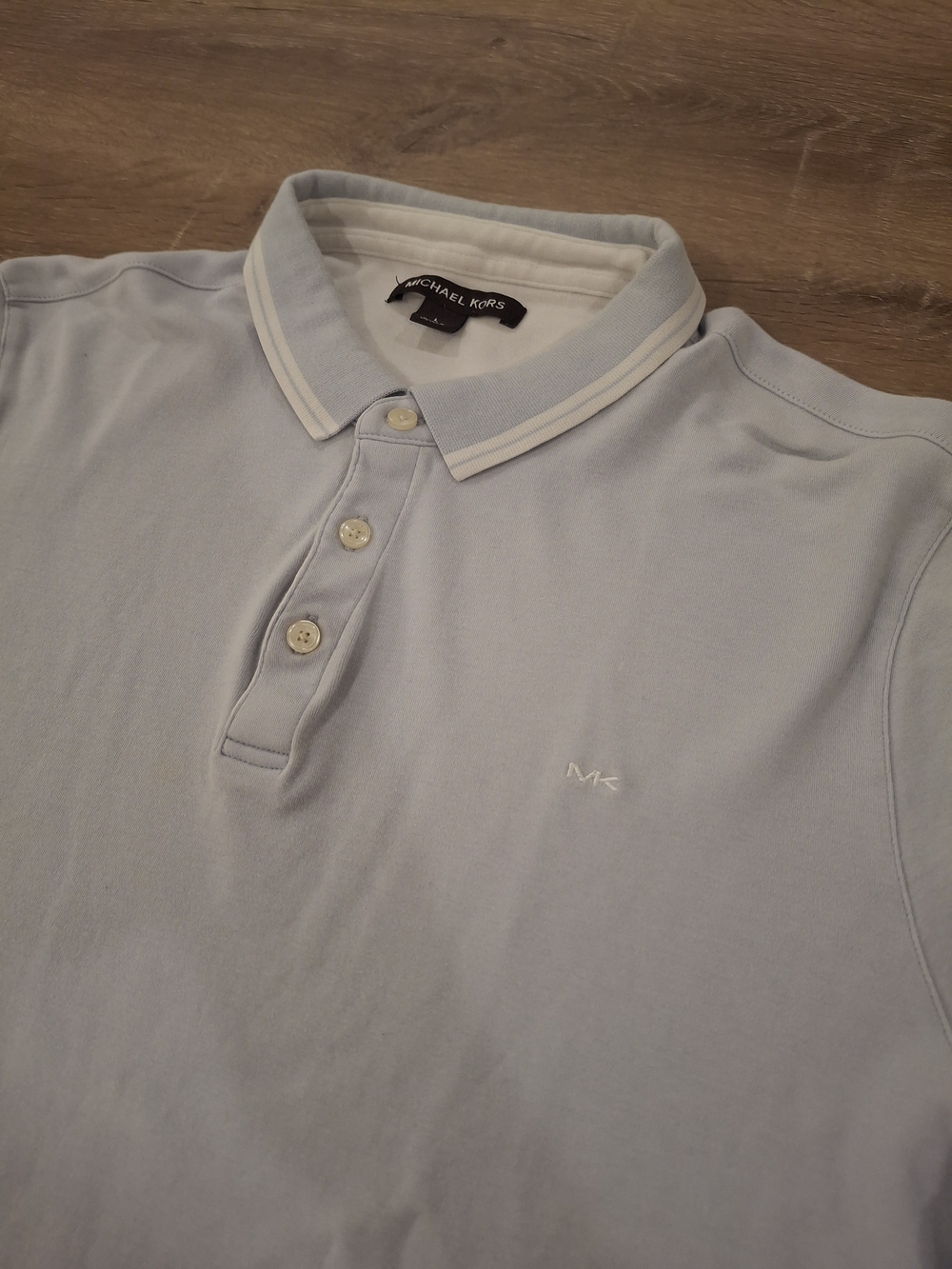 Michael Kors Tipped Collar Polo Shirt Men's Large Light Blue